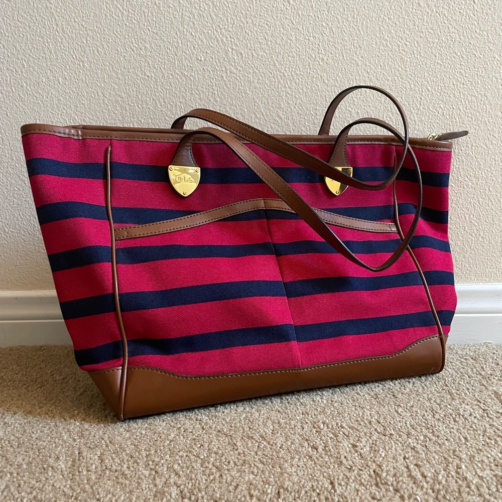 Lauren Ralph Lauren striped shoulder sailor tote bag